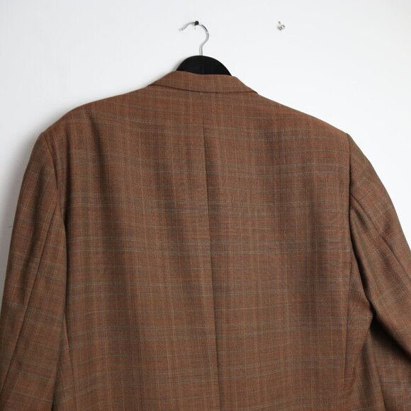 Ermenegildo Zegna Vintage Men's Wool Plaid Print Brown Sport Coat Size 42 Tall - Picture 3 of 12